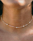 Pineapple Island Giada Cinta Pearl Beaded Surf Necklace - Pink/White/Gold