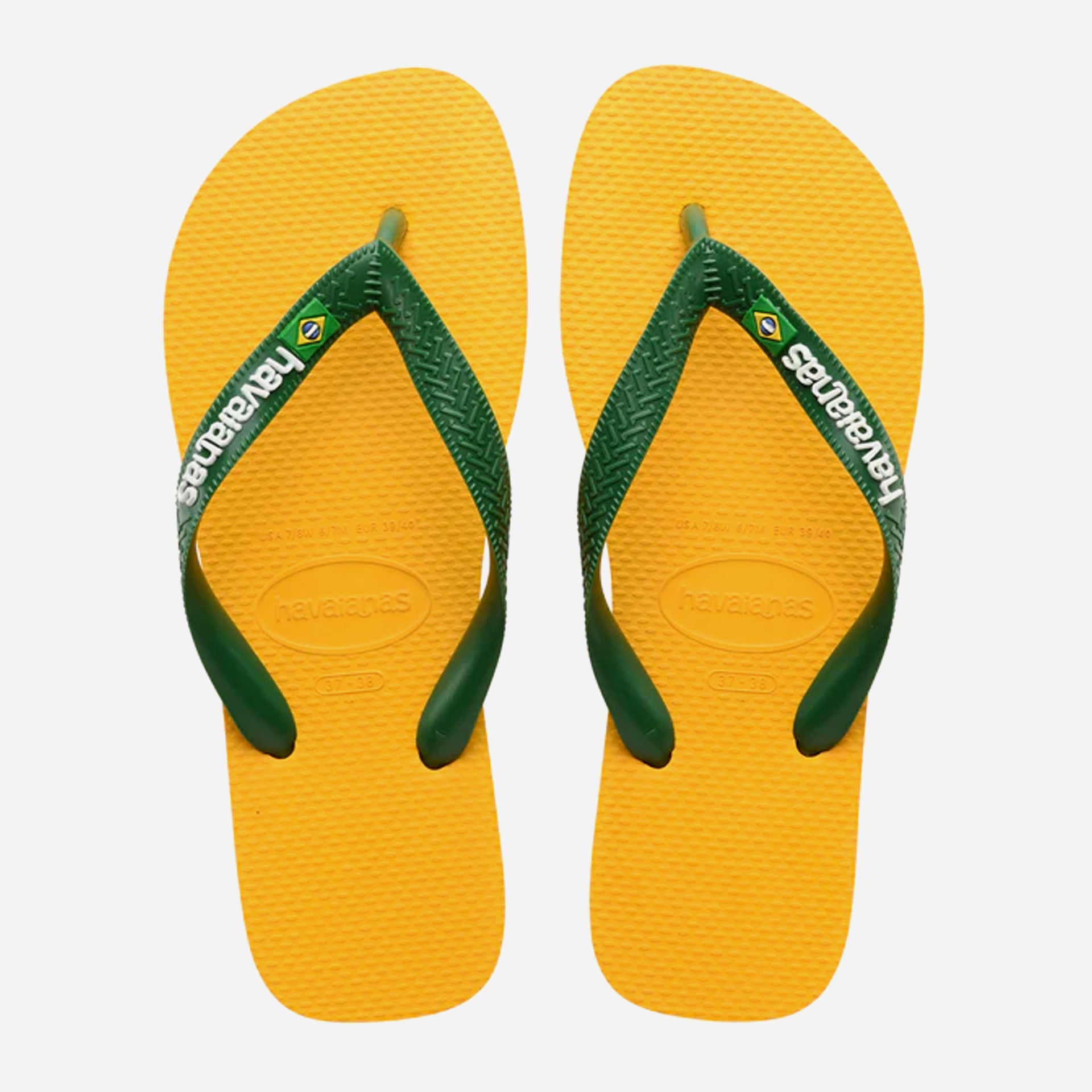 Havaianas Brasil Logo Flip Flops - Pop Yellow - ManGo Surfing