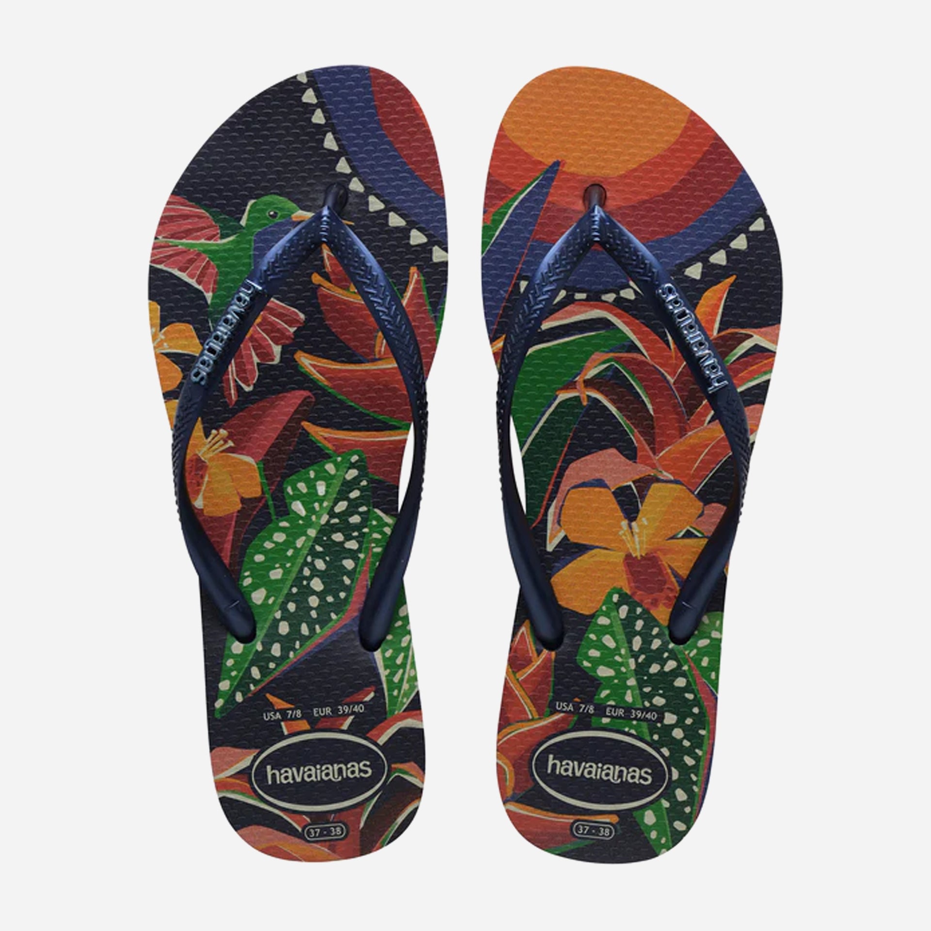 Havaianas Slim Tropical Flip Flops - Navy Blue/Navy - ManGo Surfing