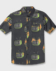 Justin Hager Woven Shirt - Mens Short Sleeve Shirt - Black - ManGo Surfing