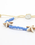 Pineapple Island Tidepool Starfish Beaded Anklet - Blue