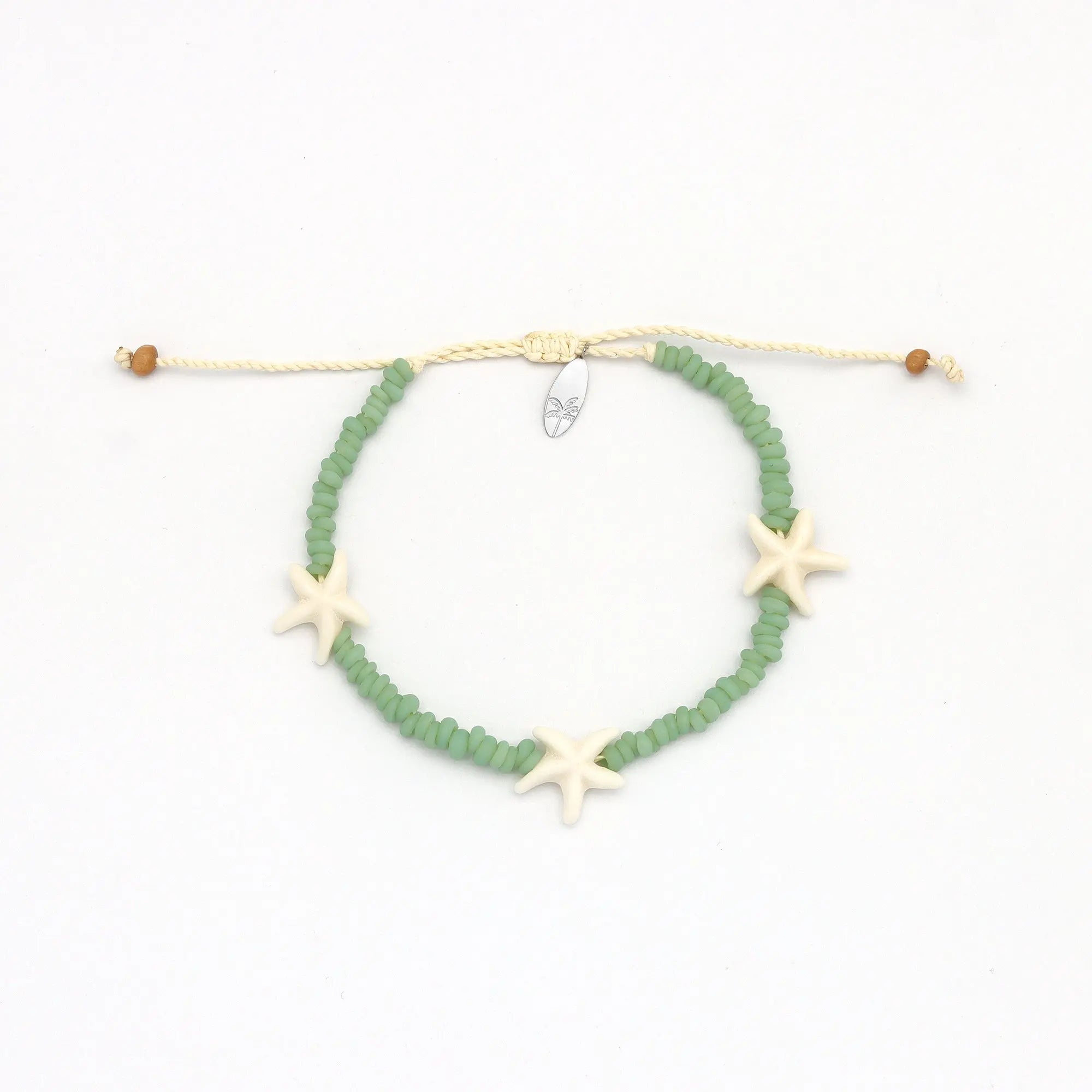 Pineapple Island Tidepool Starfish Beaded Bracelet - Sage Green