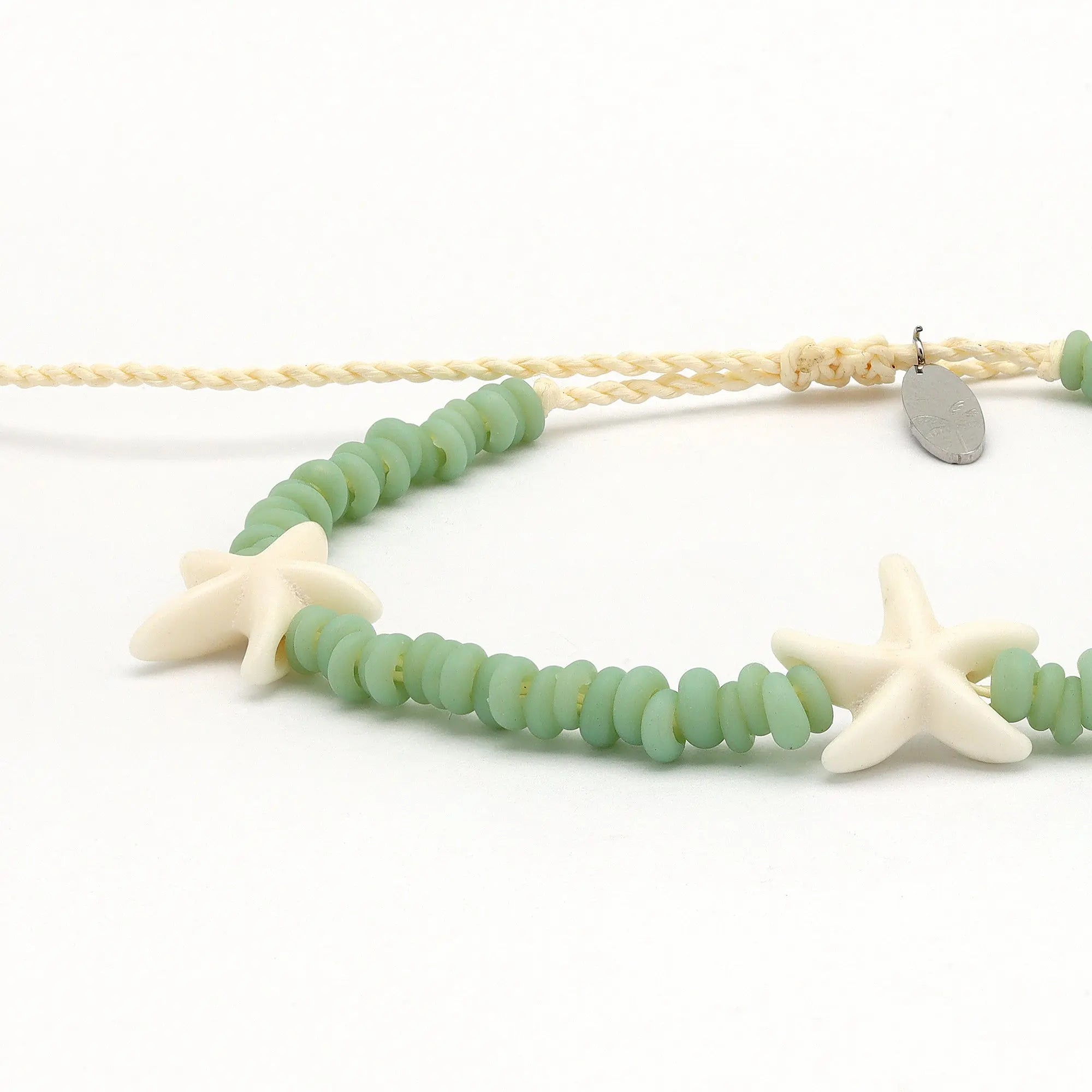 Pineapple Island Tidepool Starfish Beaded Bracelet - Sage Green