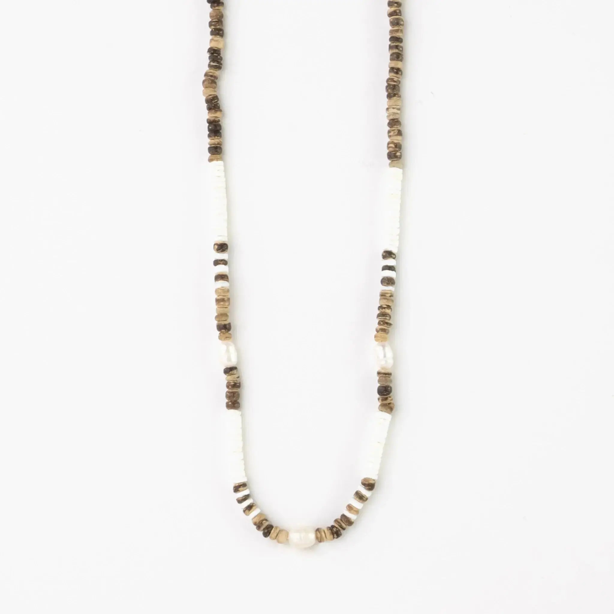Pineapple Island Kauai Puak Shell and Pearl Necklace - Brown/White