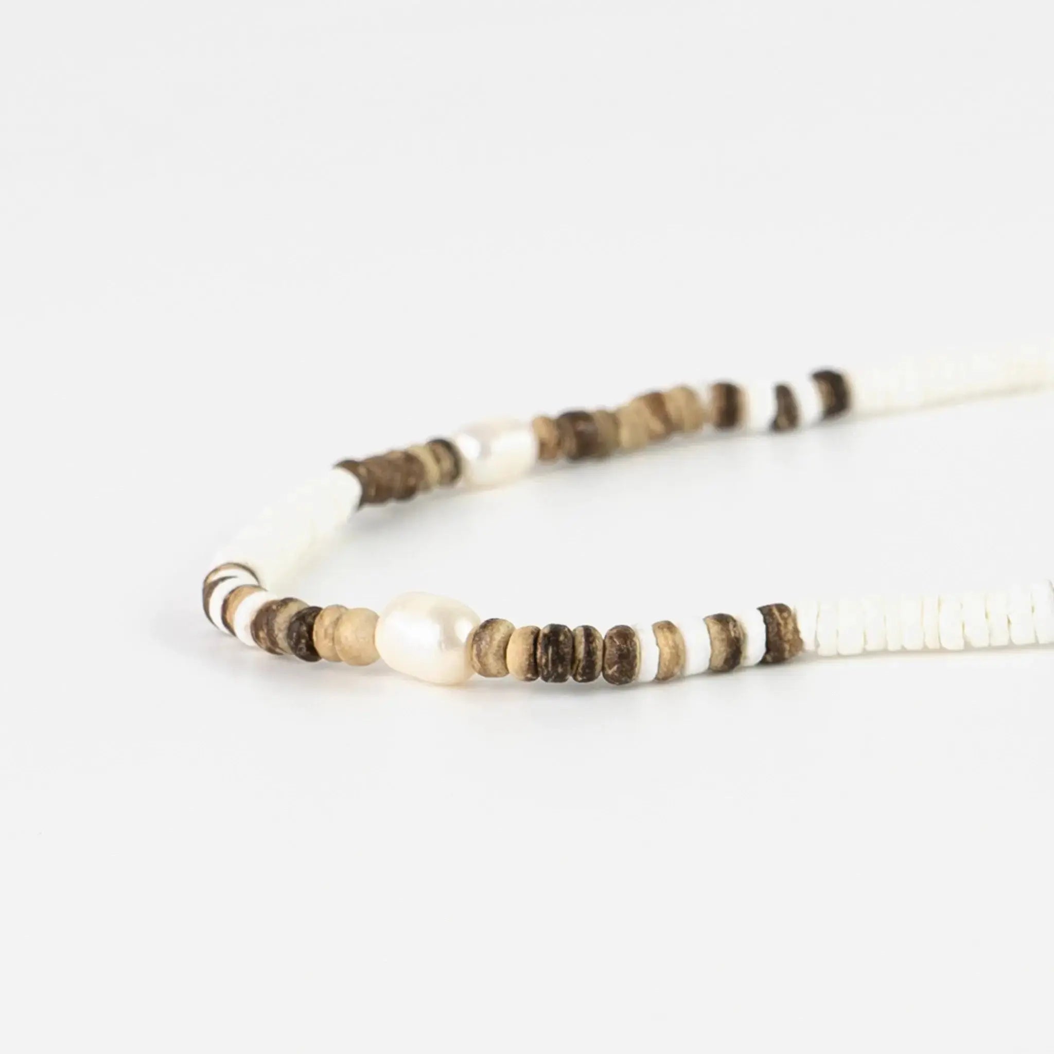 Pineapple Island Kauai Puak Shell and Pearl Necklace - Brown/White