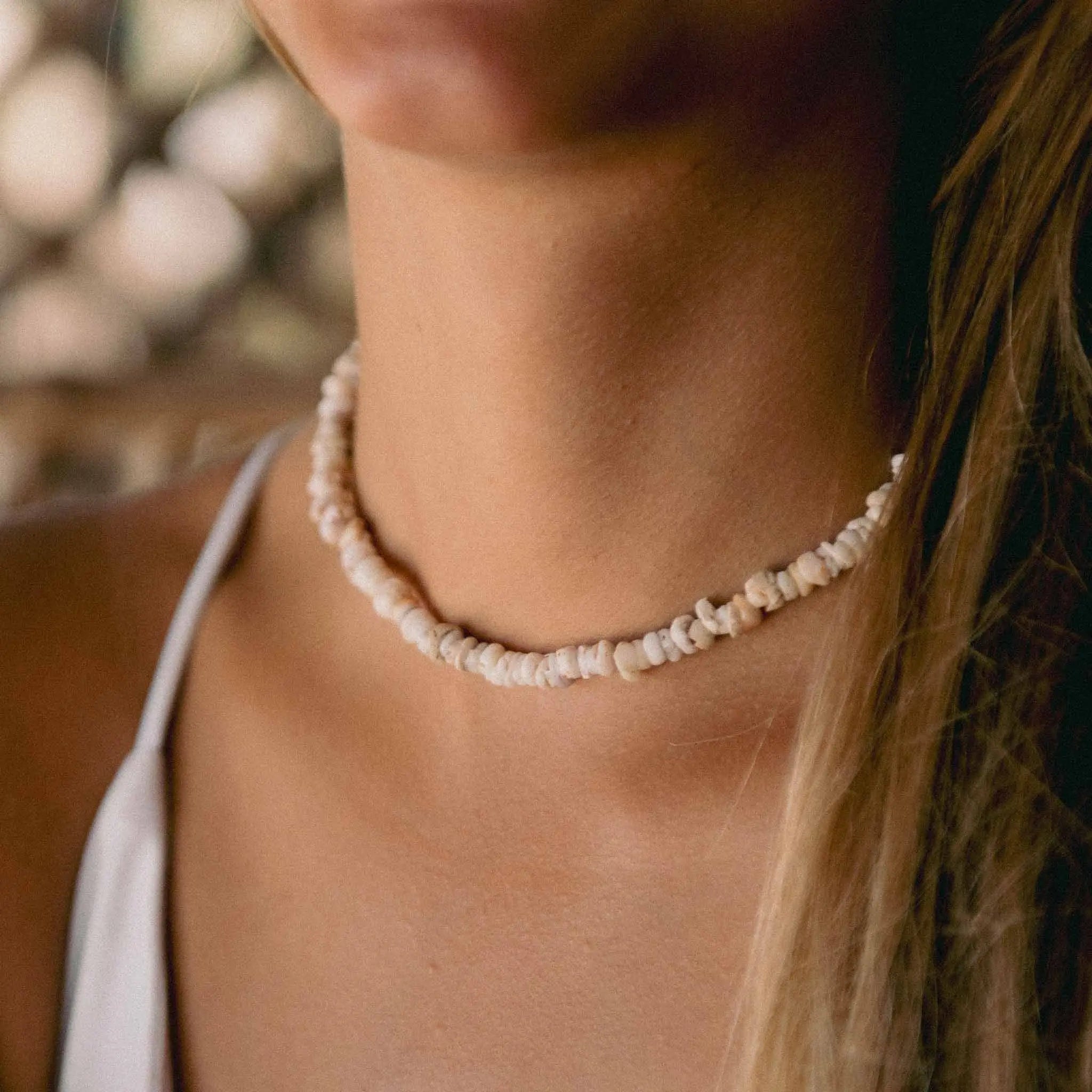 Pineapple Island Enu Island Beaded Necklace - Cream