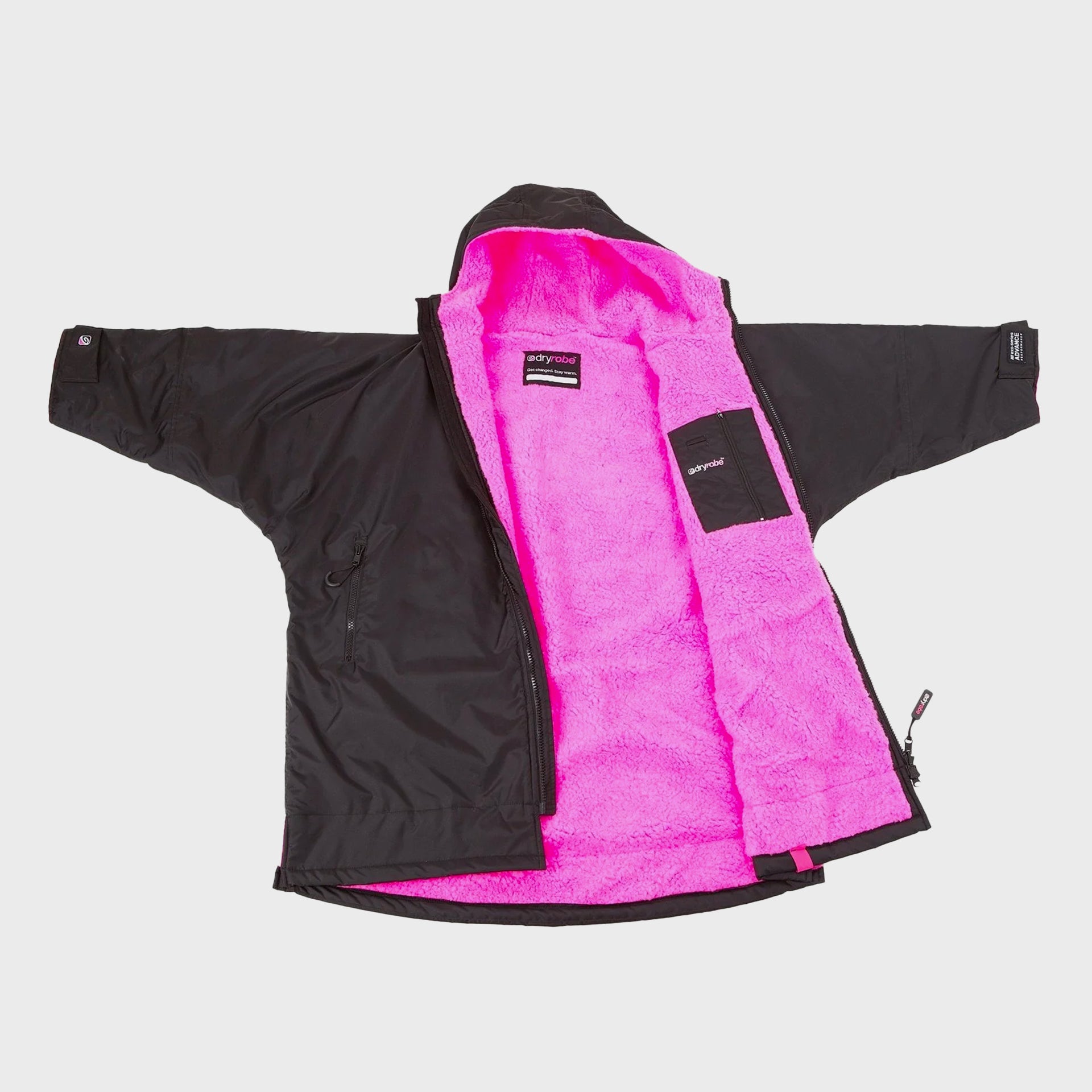 Dryrobe Advance Kids Long Sleeve  (10-13 Yrs) - Black/Pink - ManGo Surfing