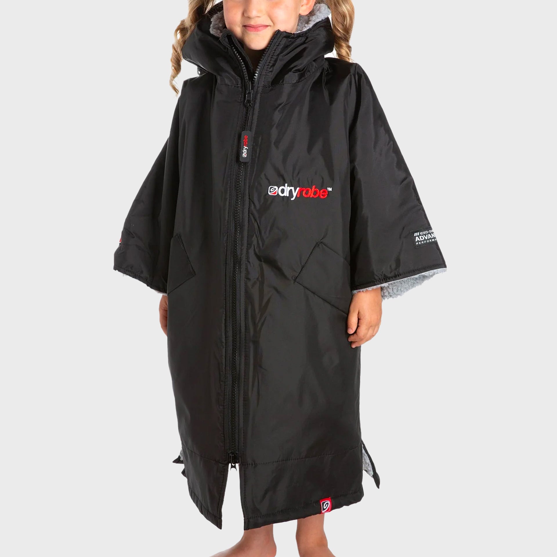 Dryrobe Advance Kids Short Sleeve Dryrobe (5-9 Years) - Black/Grey - ManGo Surfing