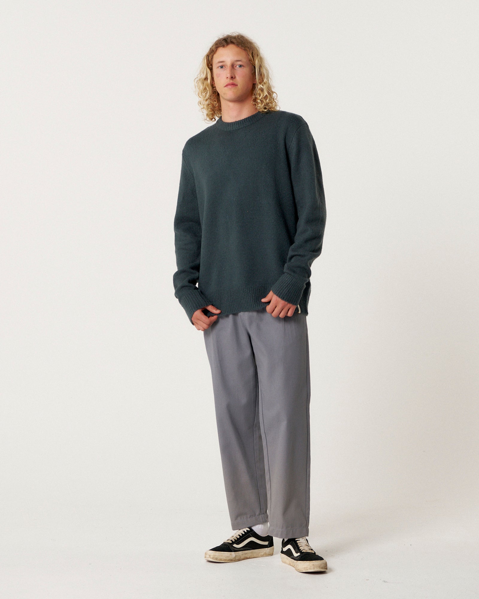 The Critical Slide Society Mens Mellow Crew Knit Sweatshirt - Blue