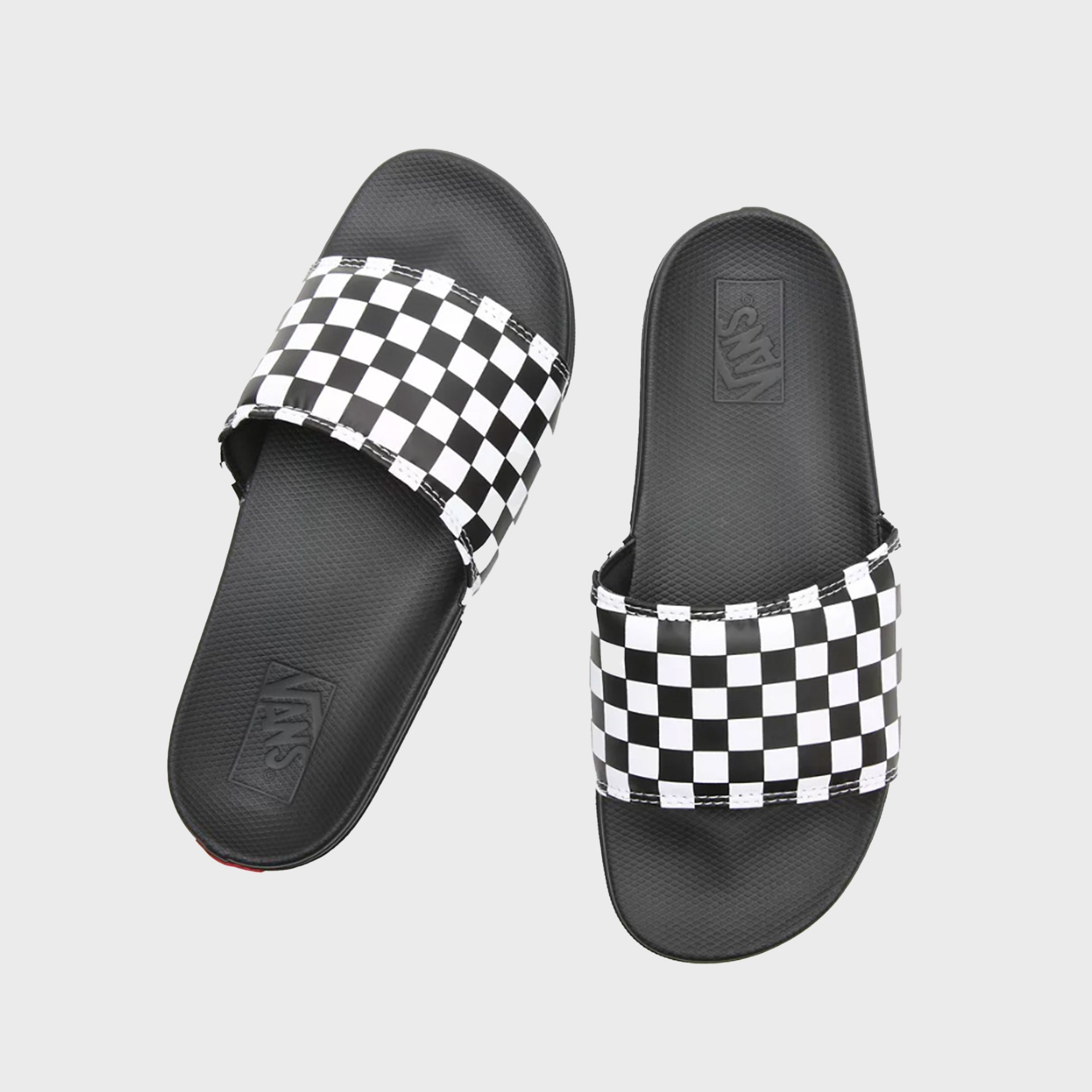 La Costa Checkerboard Slide On Sandals - Mens Sliders - True White/Black - ManGo Surfing