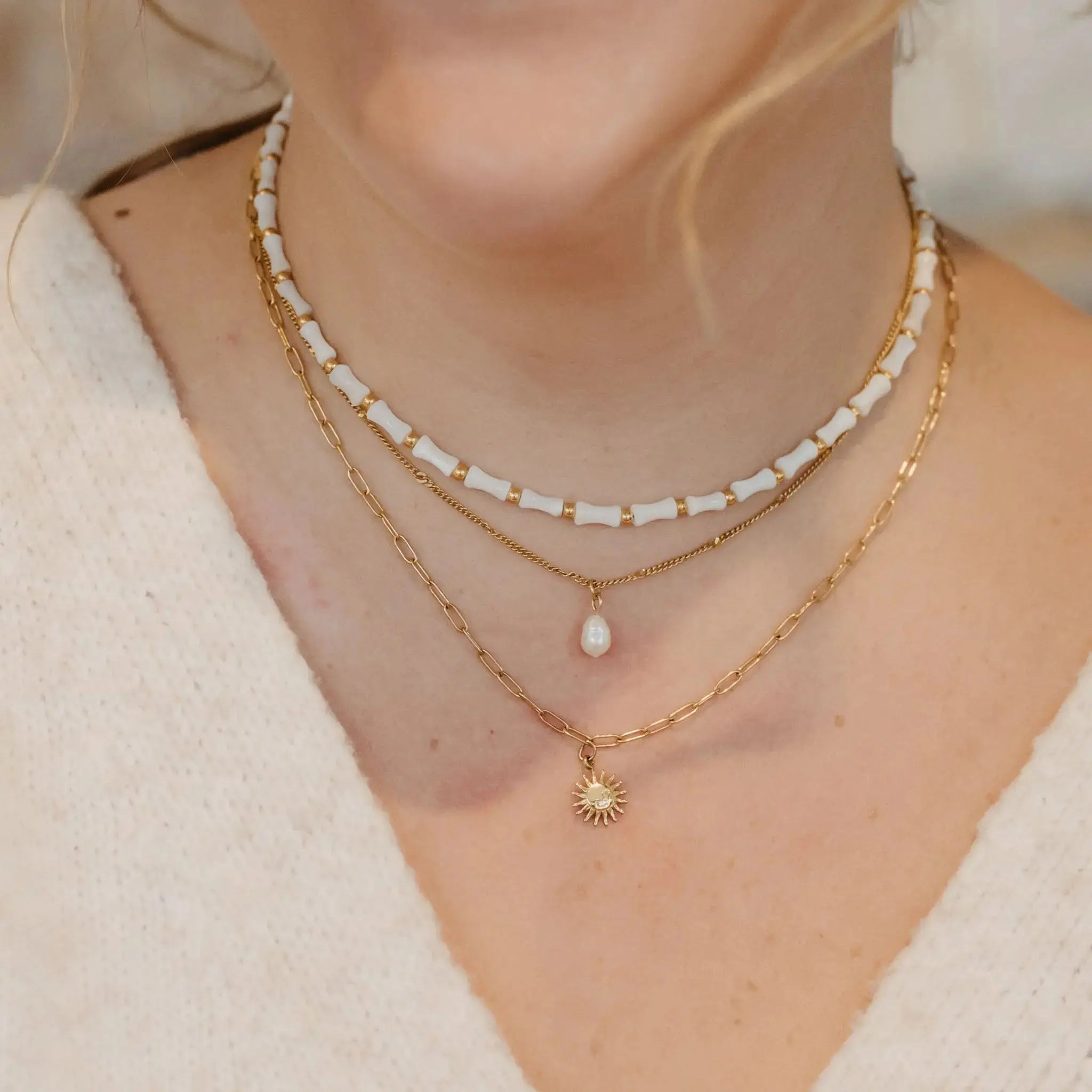 Pineapple Island Pearl Drop Necklace - Gold
