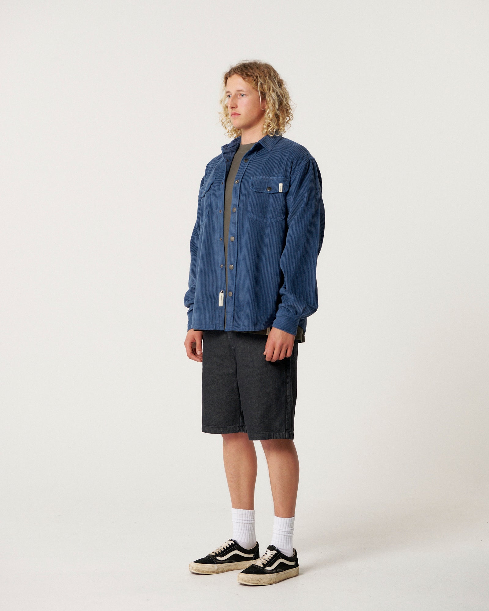 The Critical Slide Society Mens Surface Cord Overshirt - Blue