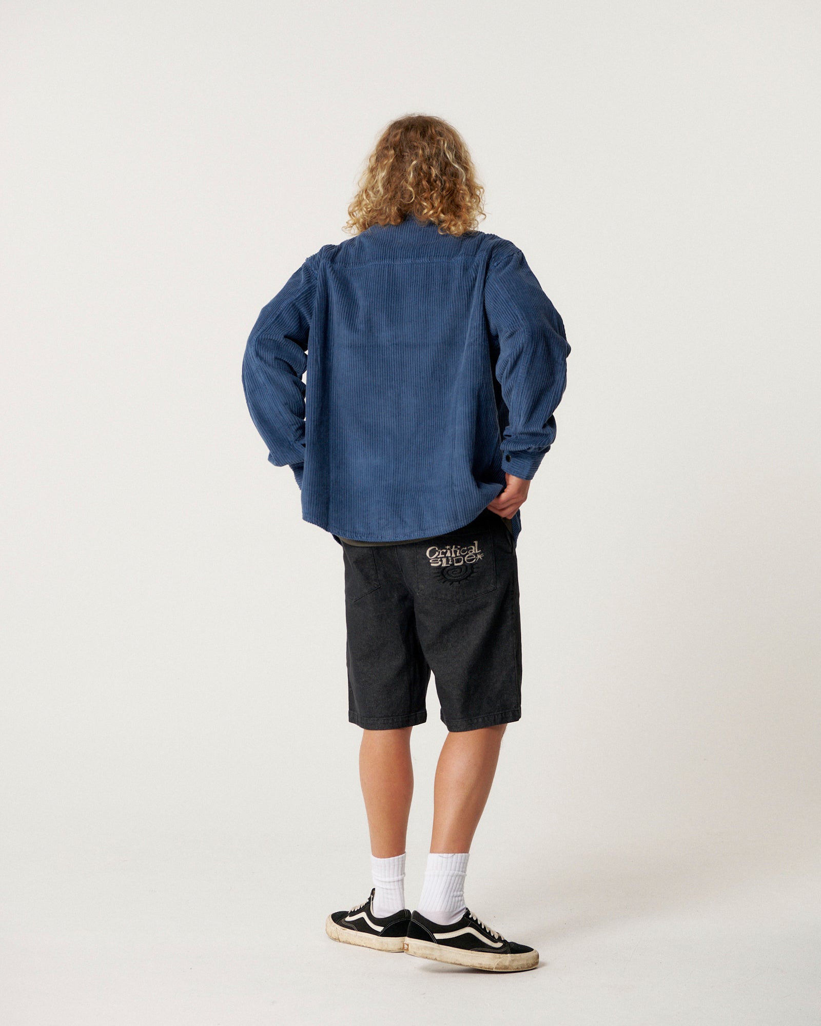 The Critical Slide Society Mens Surface Cord Overshirt - Blue