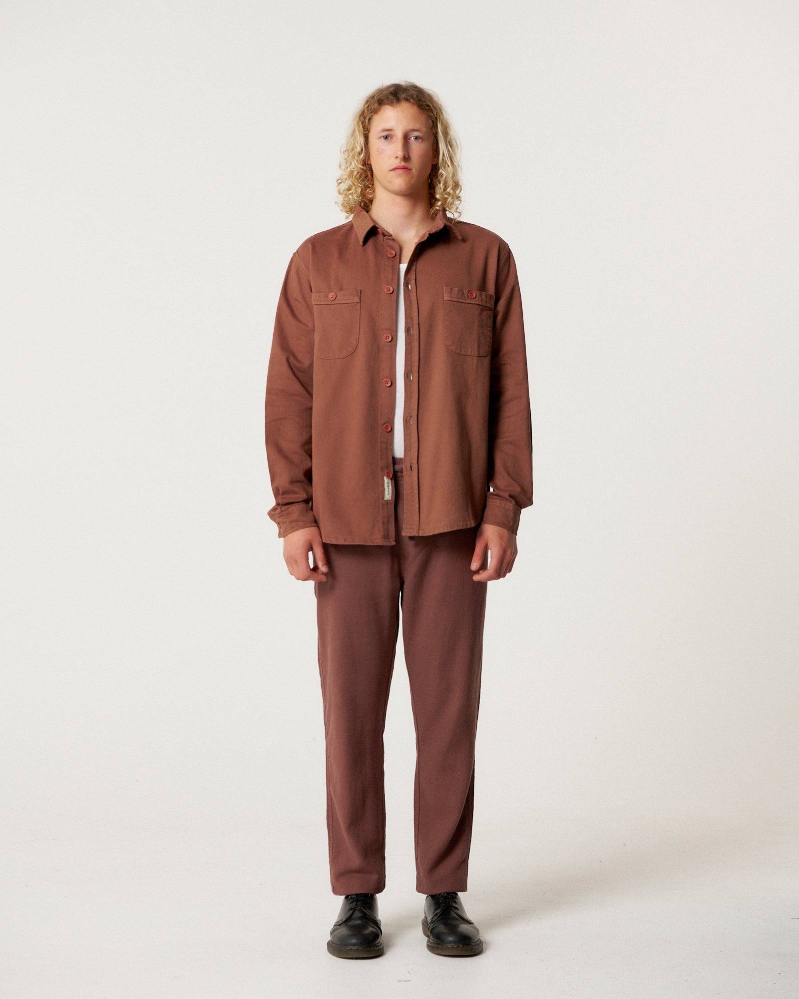 The Critical Slide Society Mens Lazy Boy Twill Shirt - Chestnut