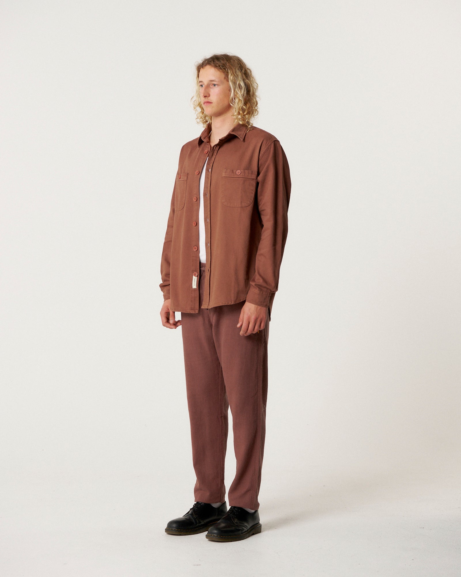 The Critical Slide Society Mens Lazy Boy Twill Shirt - Chestnut