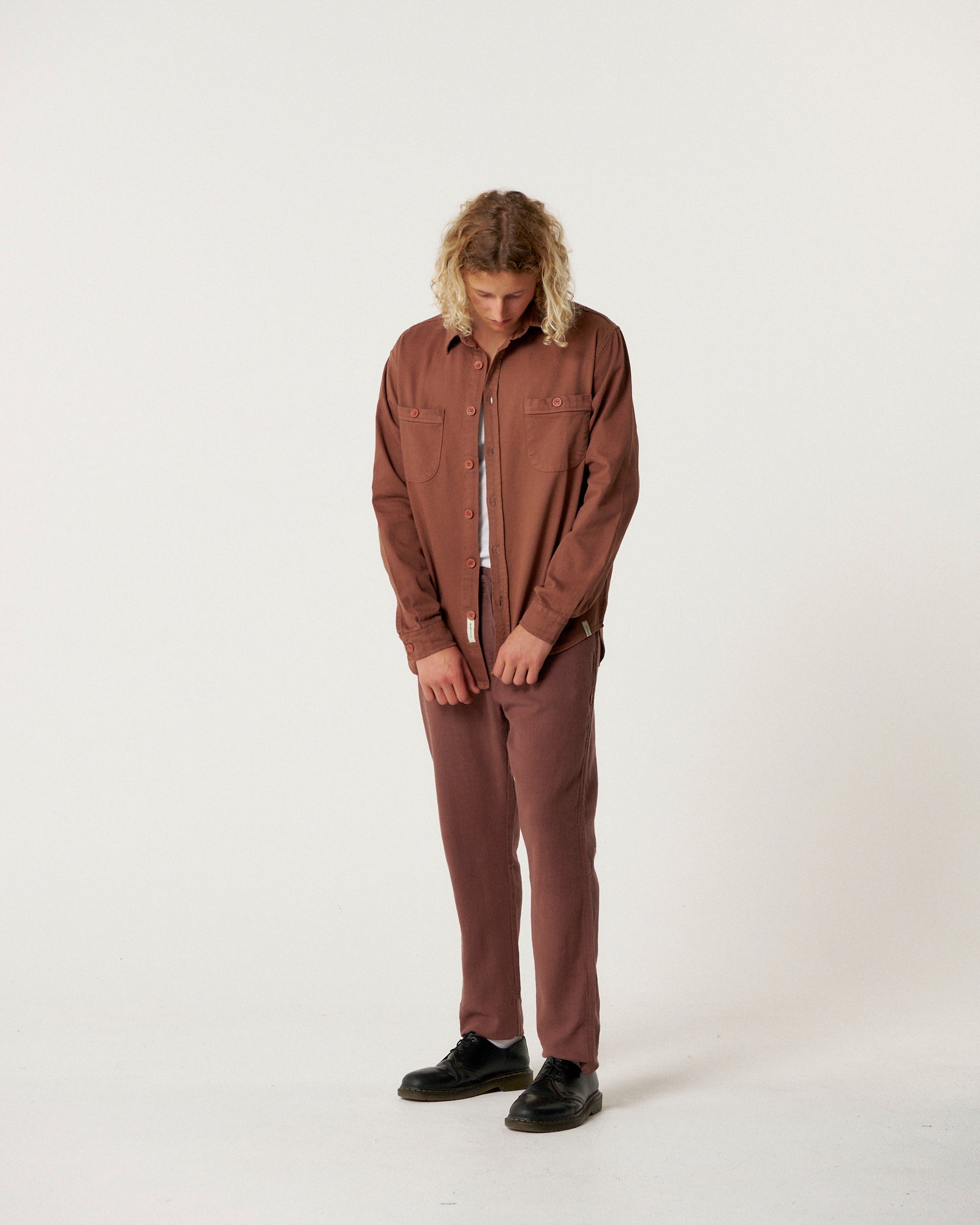 The Critical Slide Society Mens Lazy Boy Twill Shirt - Chestnut