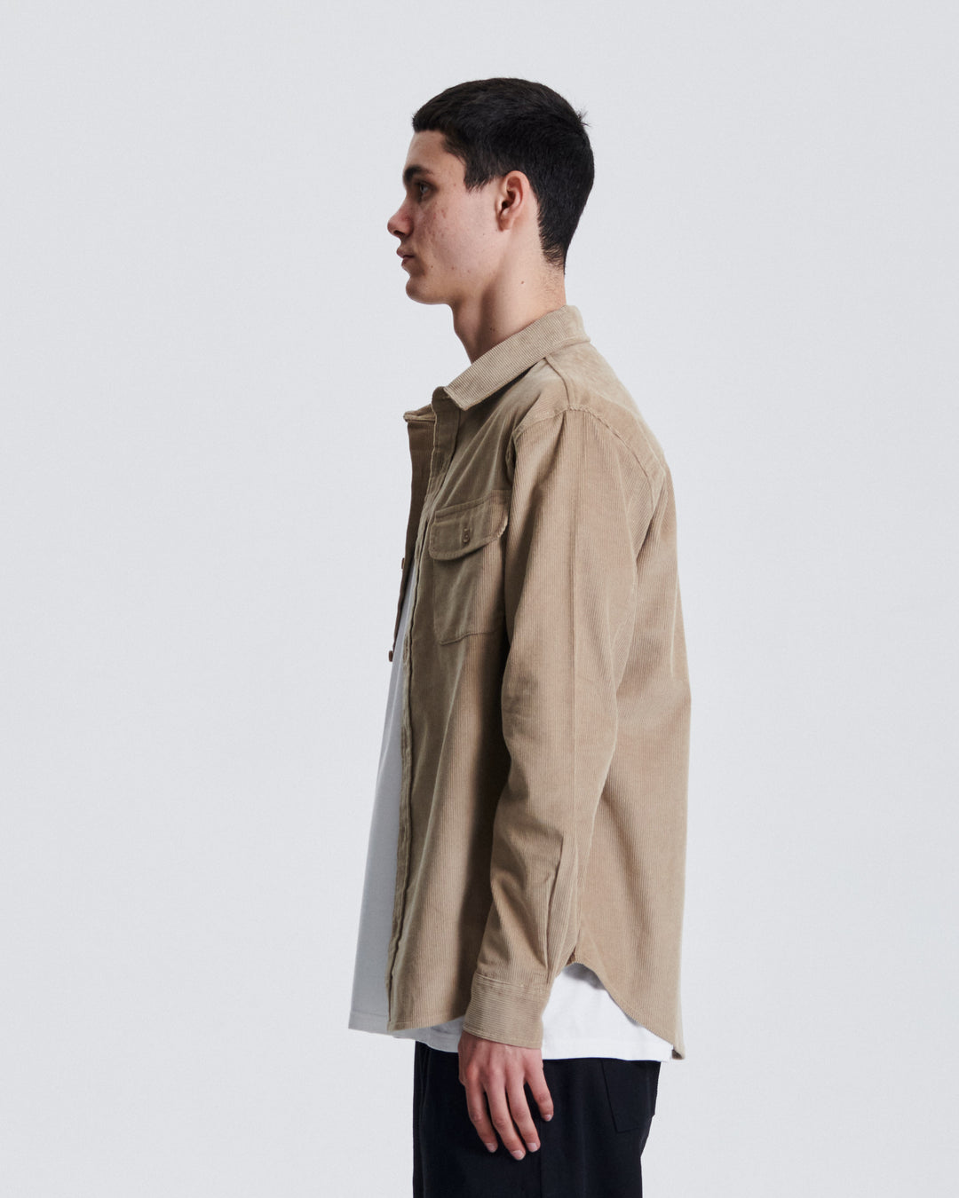 The Critical Slide Society Mens Lazy Boy Cord Shirt - Taupe