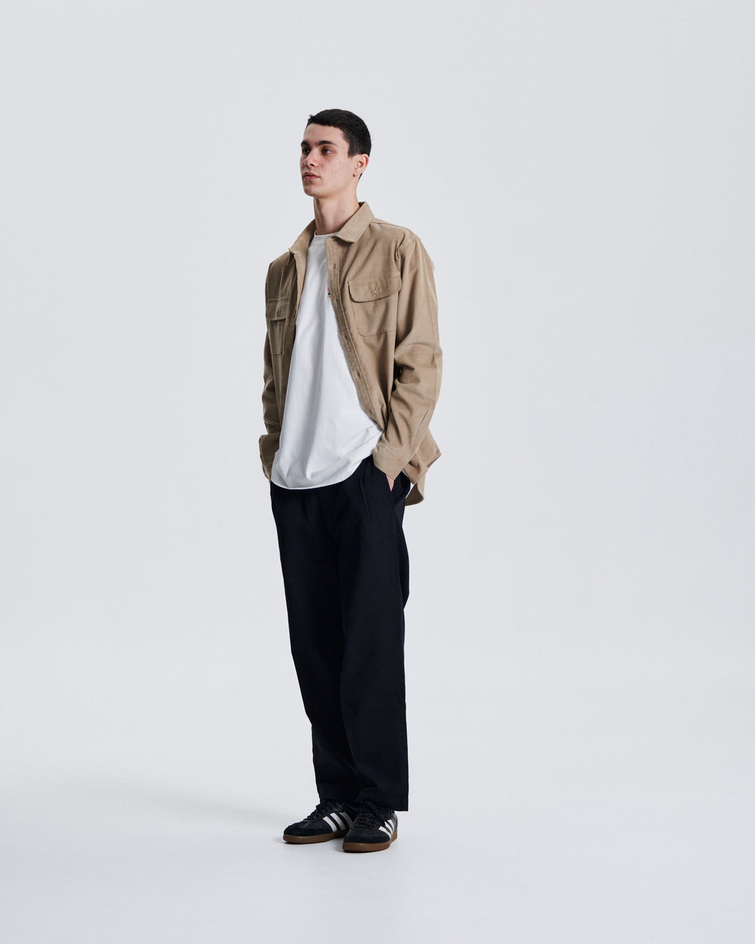 The Critical Slide Society Mens Lazy Boy Cord Shirt - Taupe