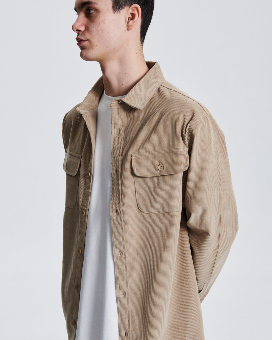 The Critical Slide Society Mens Lazy Boy Cord Shirt - Taupe