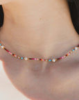 Pineapple Island Merah Dainty Beaded Necklace - Pink/Brown/Multi