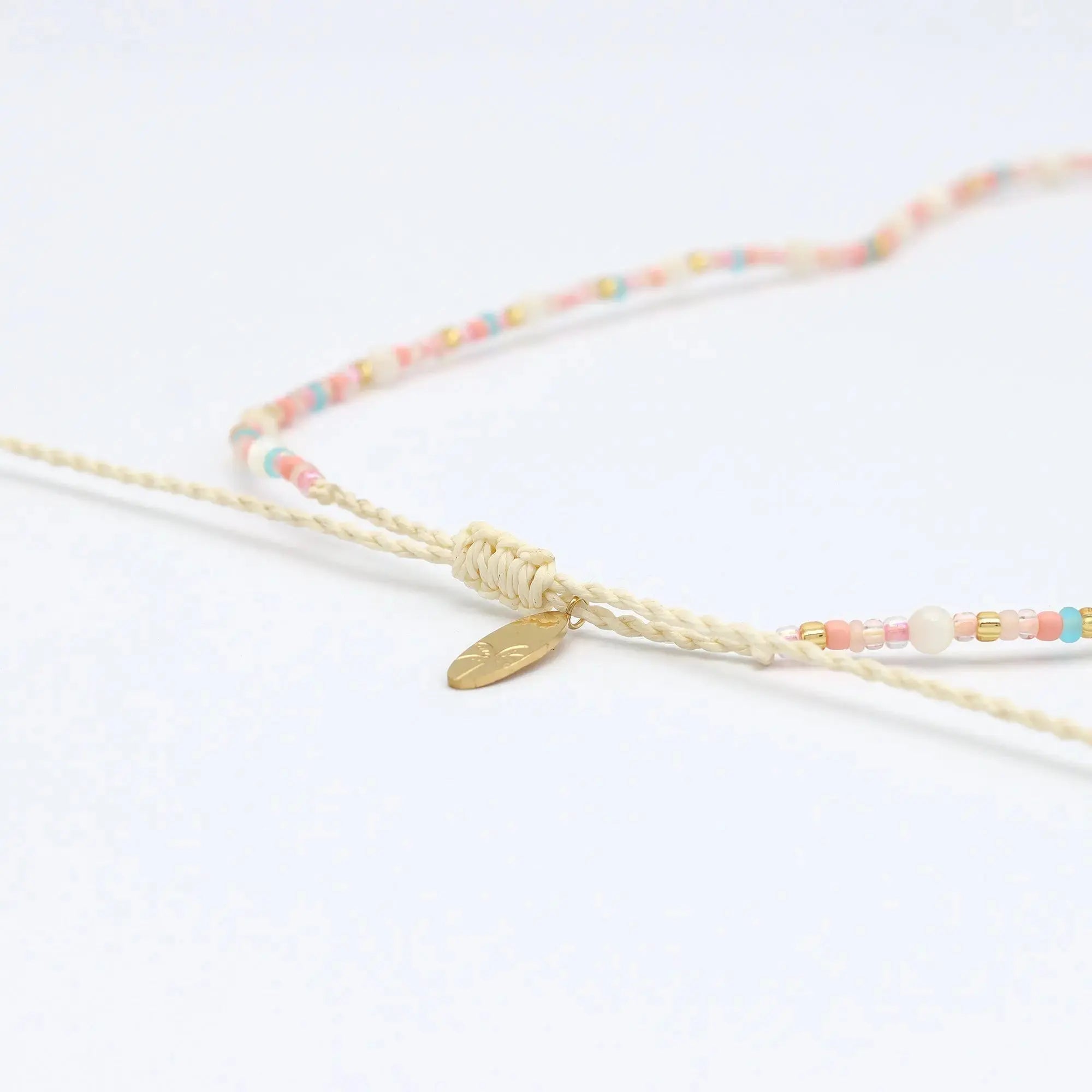Pineapple Island Surya Golden Hour Beaded Necklace - Pink/White/Gold