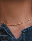 Pineapple Island Surya Golden Hour Beaded Necklace - Pink/White/Gold