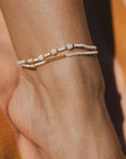 Pineapple Island Pasir Mother of Pearl Golden Hour Anklet - White/Gold
