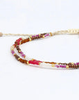 Pineapple Island Berkilau Warm Tone Beaded Anklet - Pink/Brown/Gold