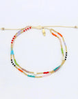 Pineapple Island Berpesta Colourful Golden Hour Beaded Anklet - Gold/Multi