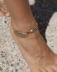 Pineapple Island Berpesta Colourful Golden Hour Beaded Anklet - Gold/Multi
