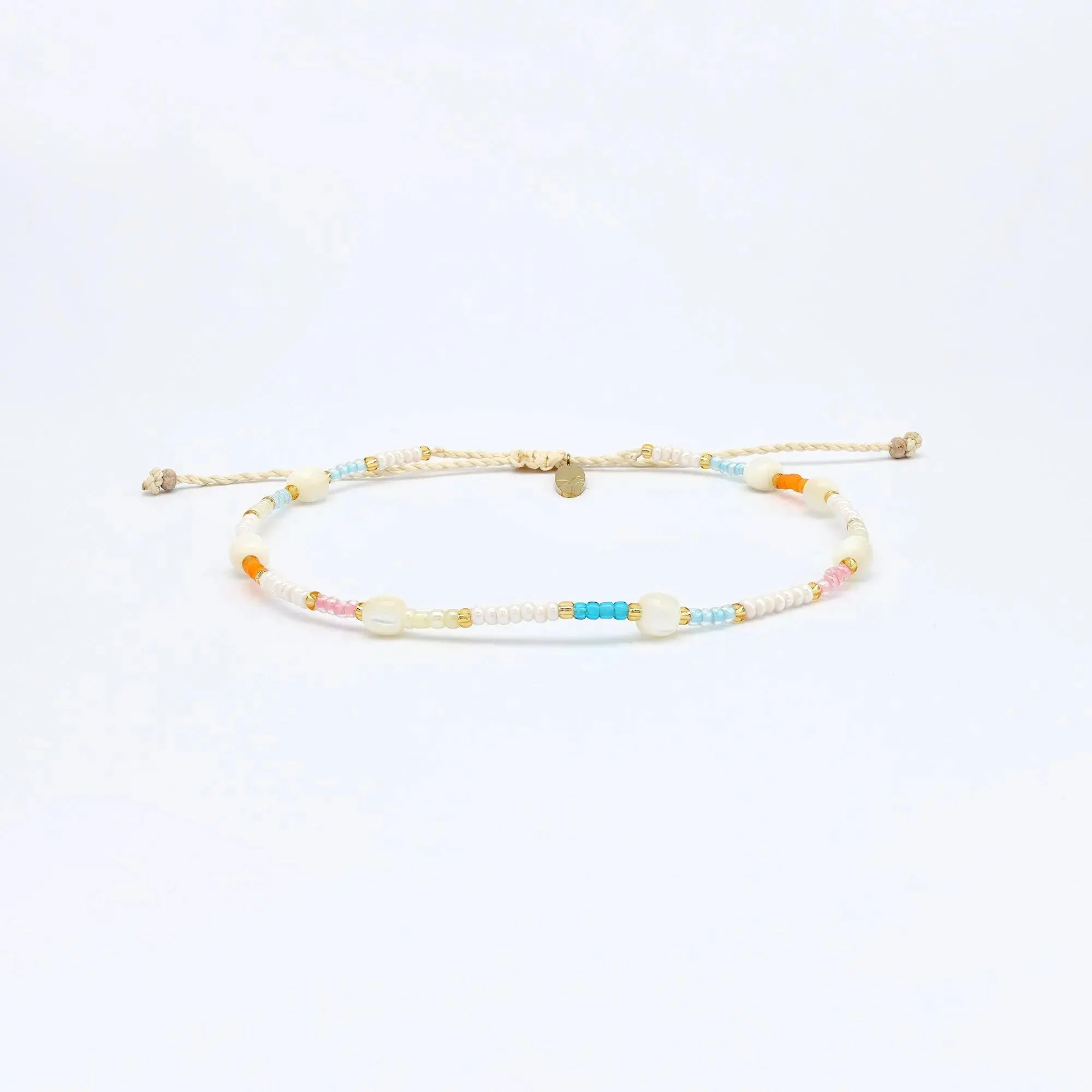 Pineapple Island Horison Golden Hour Beaded Anklet - Pastel/White
