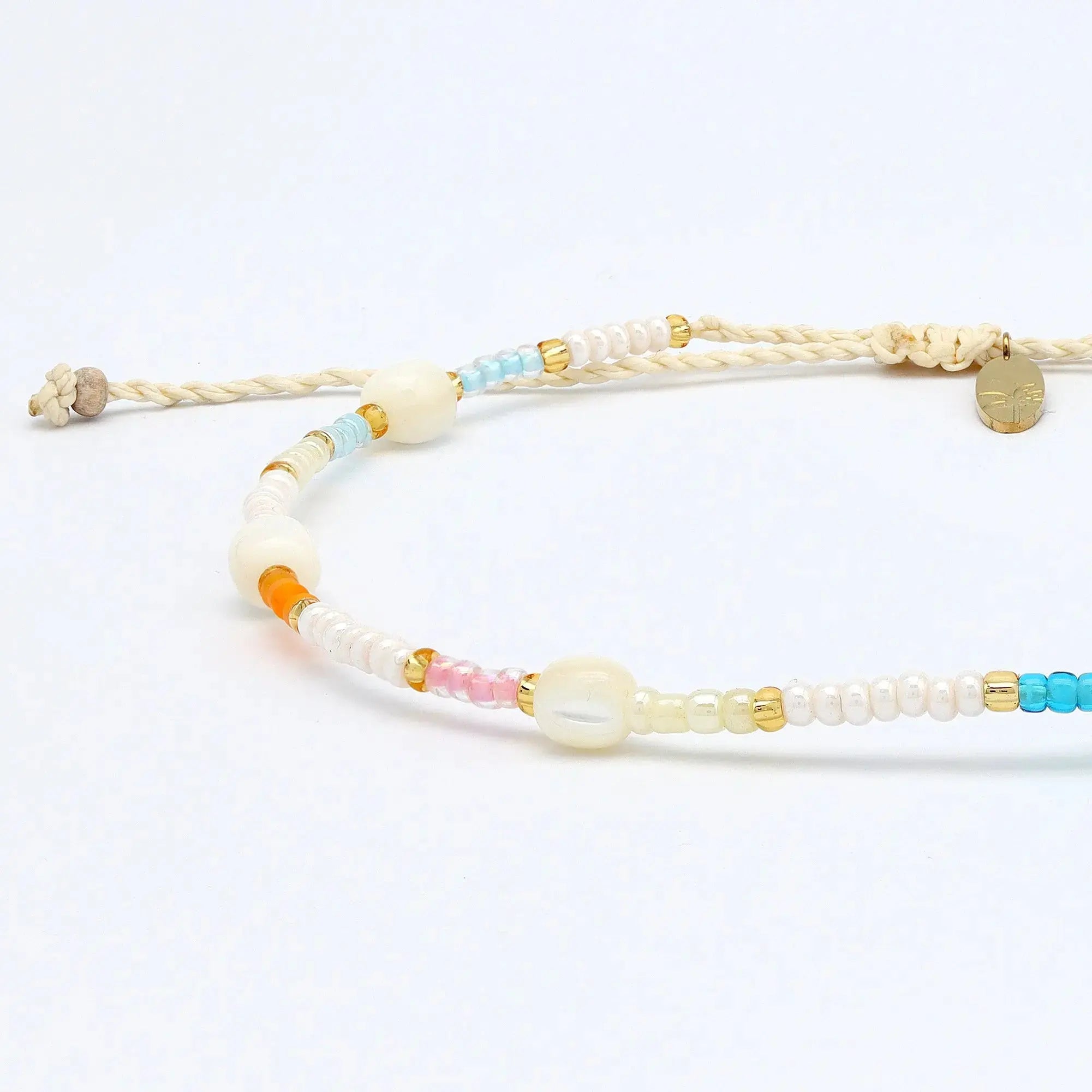 Pineapple Island Horison Golden Hour Beaded Anklet - Pastel/White