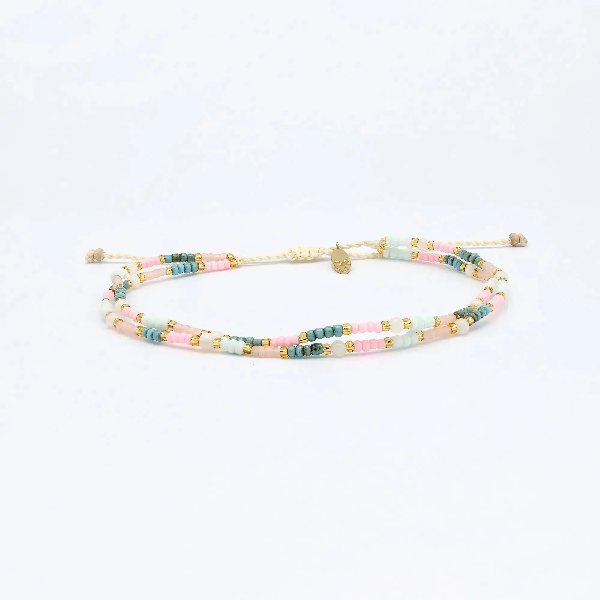 Pineapple Island Kemboja Pastel Endless Summer Anklet - Pink/Turquoise/White