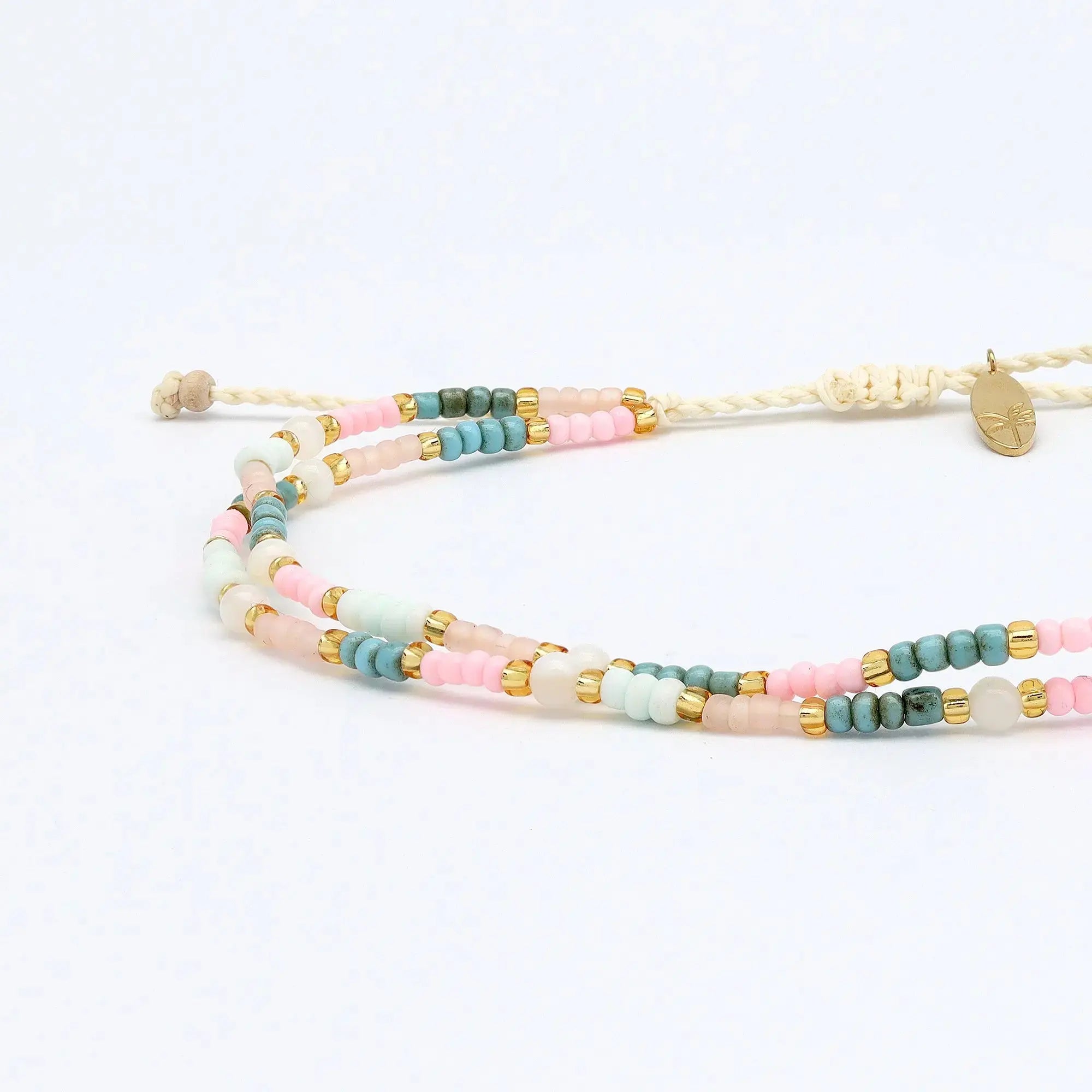 Pineapple Island Kemboja Pastel Endless Summer Anklet - Pink/Turquoise/White