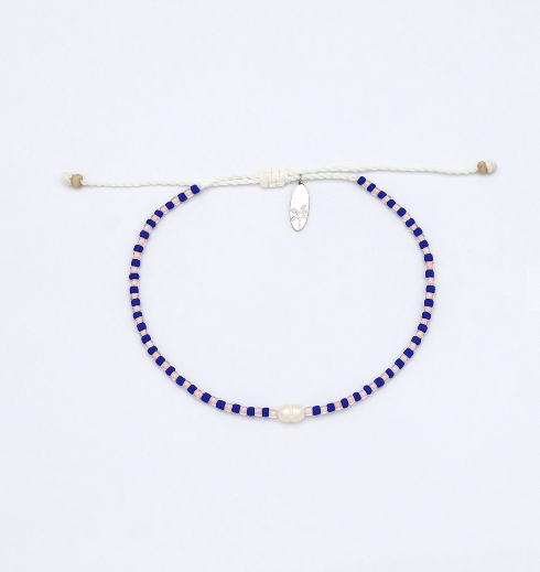 Pineapple Island Mutiara Dainty Beaded Bracelet - Royal Blue/Pink