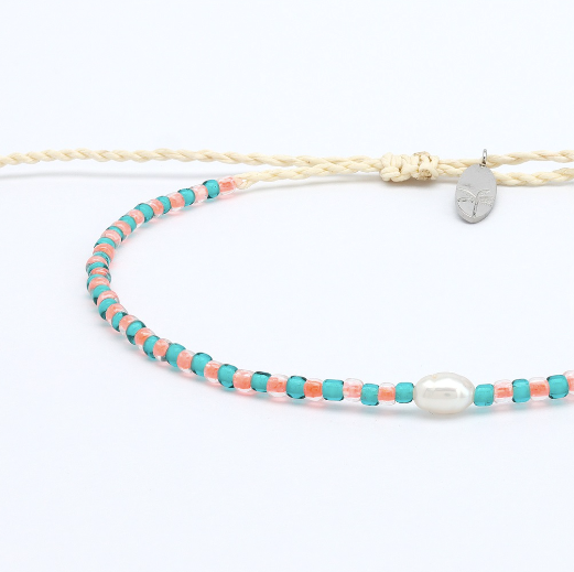 Pineapple Island Mutiara Dainty Beaded Bracelet - Green/Pink