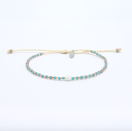 Pineapple Island Mutiara Dainty Beaded Bracelet - Green/Pink