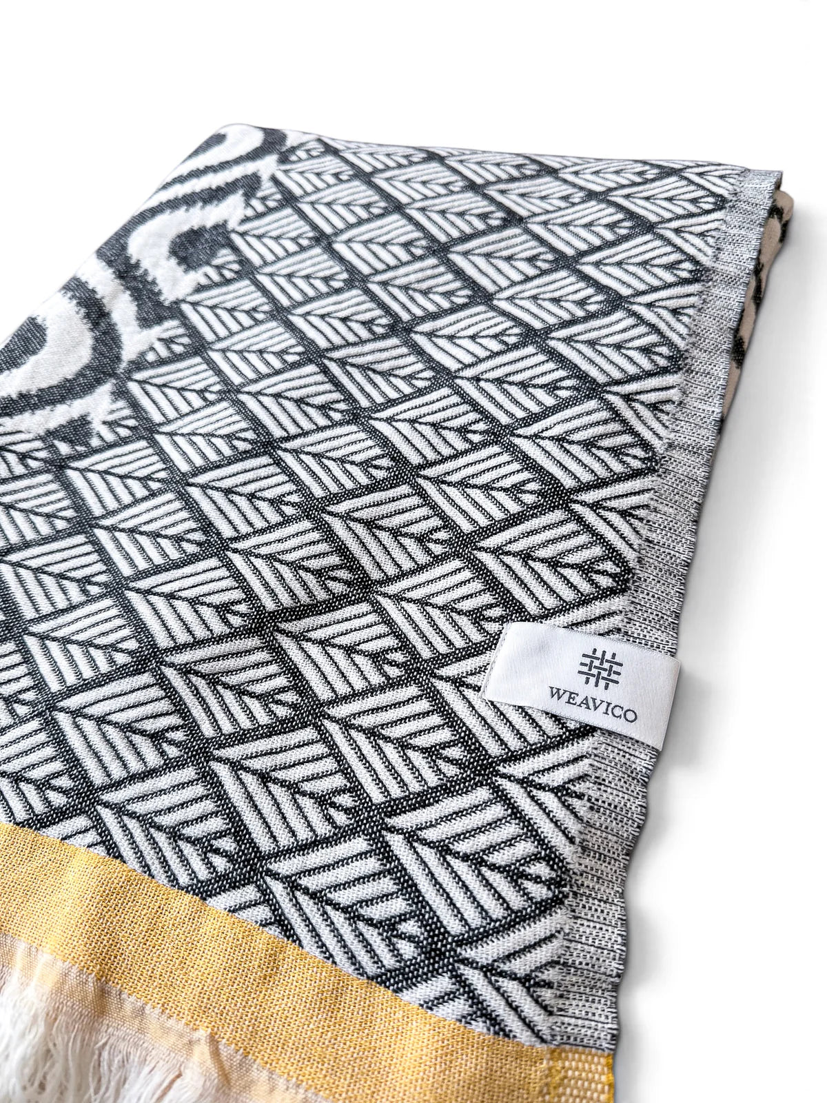 Weavico - Turkish Throw Blanket 100% Cotton - Black/Mustard