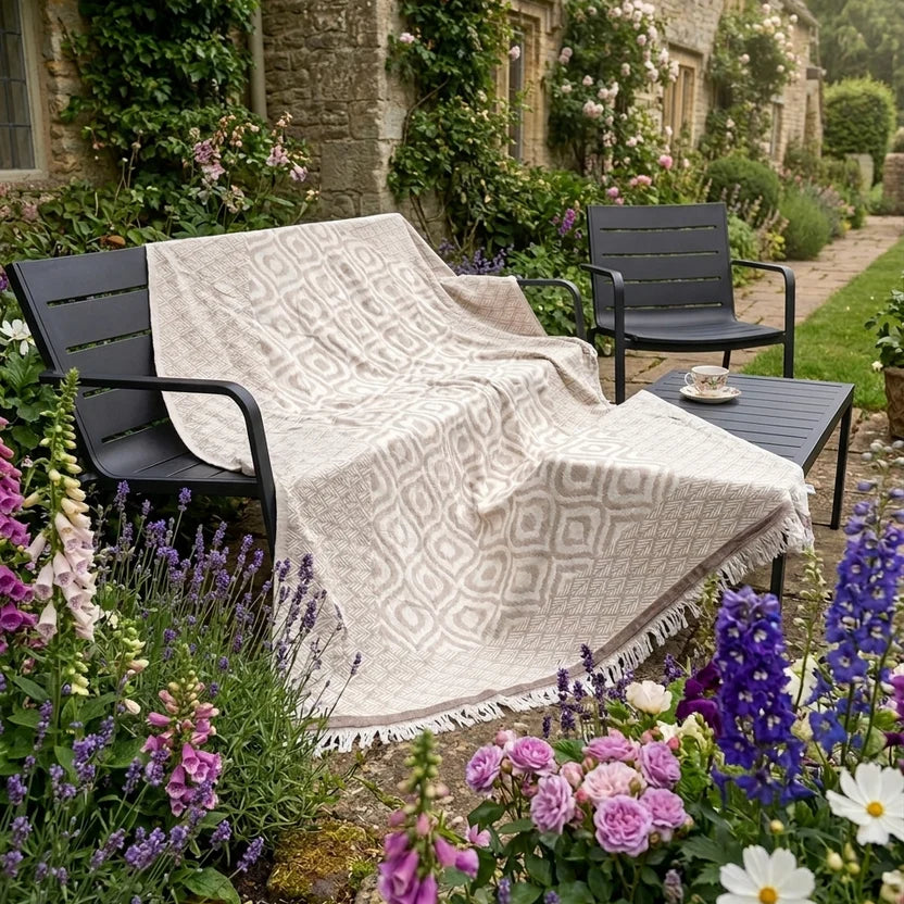 Weavico - Turkish Throw Blanket 100% Cotton - Beige/Brown