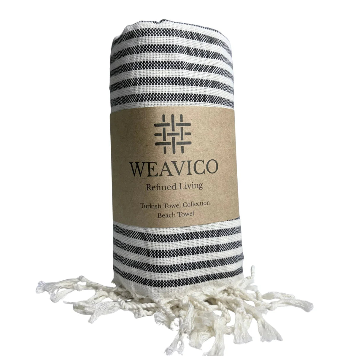 Weavico - Stripe Turkish Beach Towel - 100% Cotton - Black