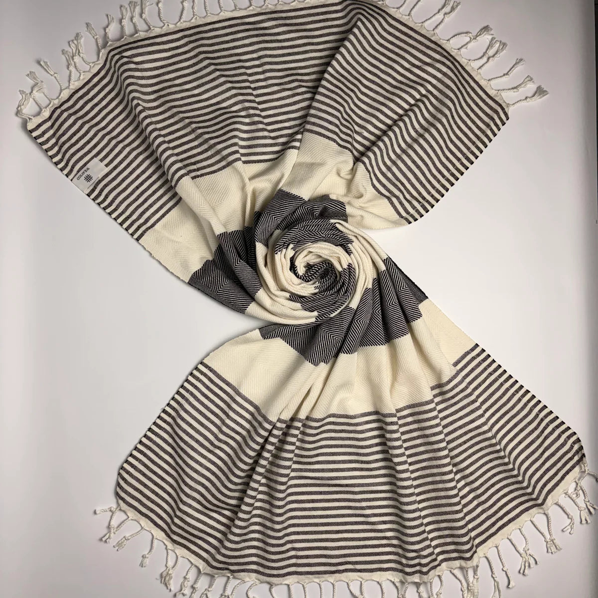 Weavico - Stripe Turkish Beach Towel - 100% Cotton - Black