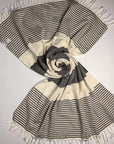 Weavico - Stripe Turkish Beach Towel - 100% Cotton - Black
