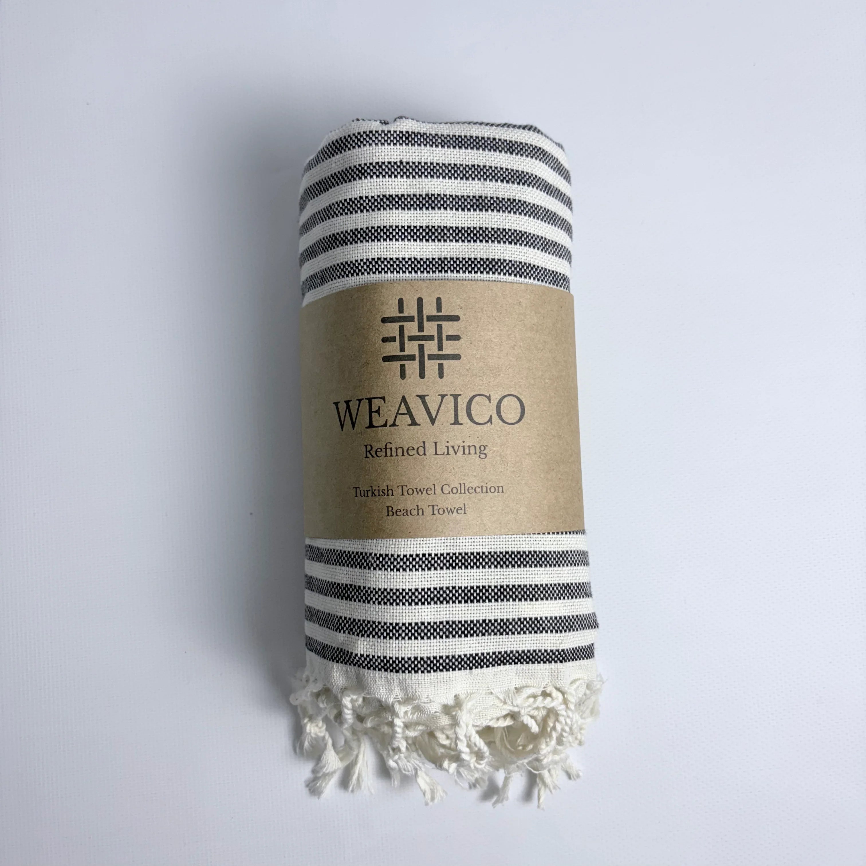 Weavico - Stripe Turkish Beach Towel - 100% Cotton - Black