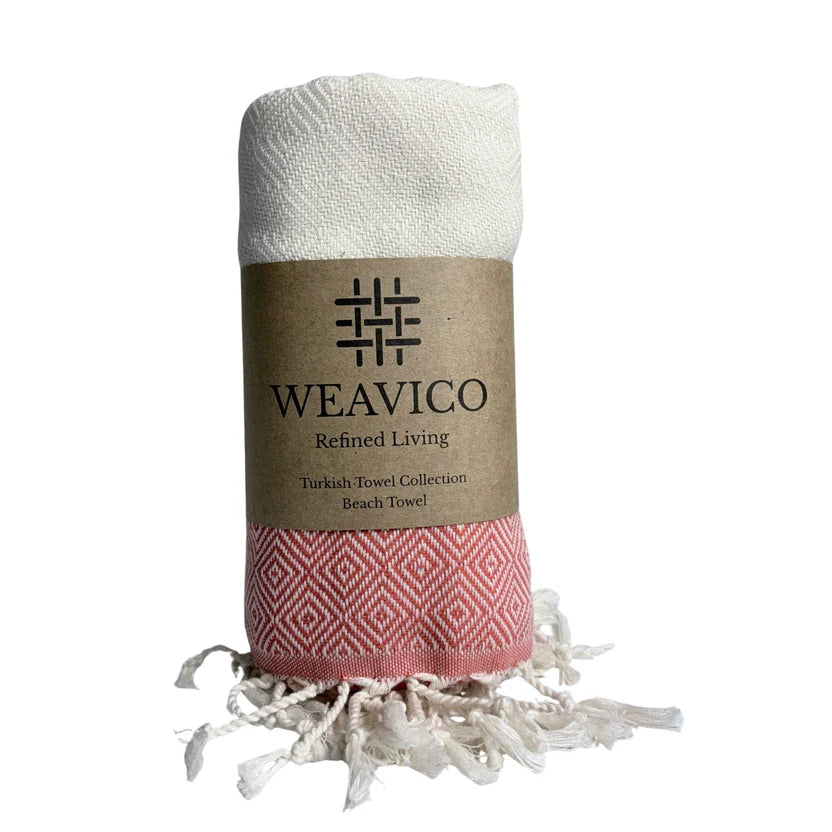 Weavico - Diamond Turkish Beach Towel - 100% Cotton - Orange