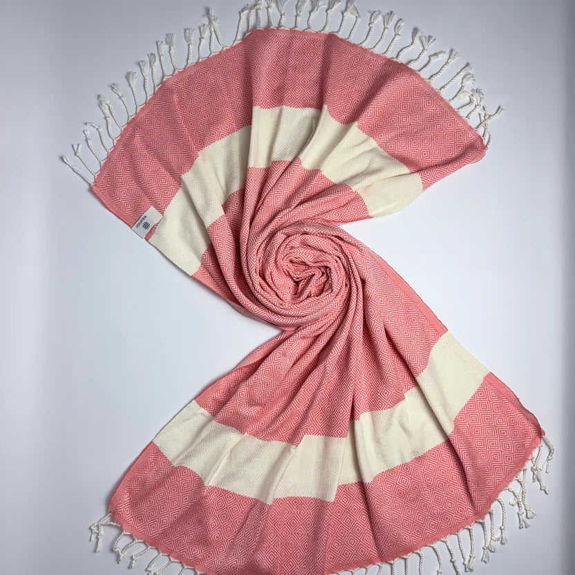 Weavico - Diamond Turkish Beach Towel - 100% Cotton - Orange