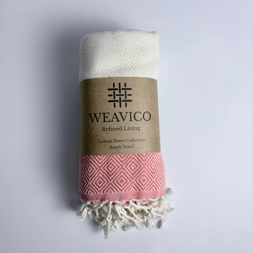 Weavico - Diamond Turkish Beach Towel - 100% Cotton - Orange