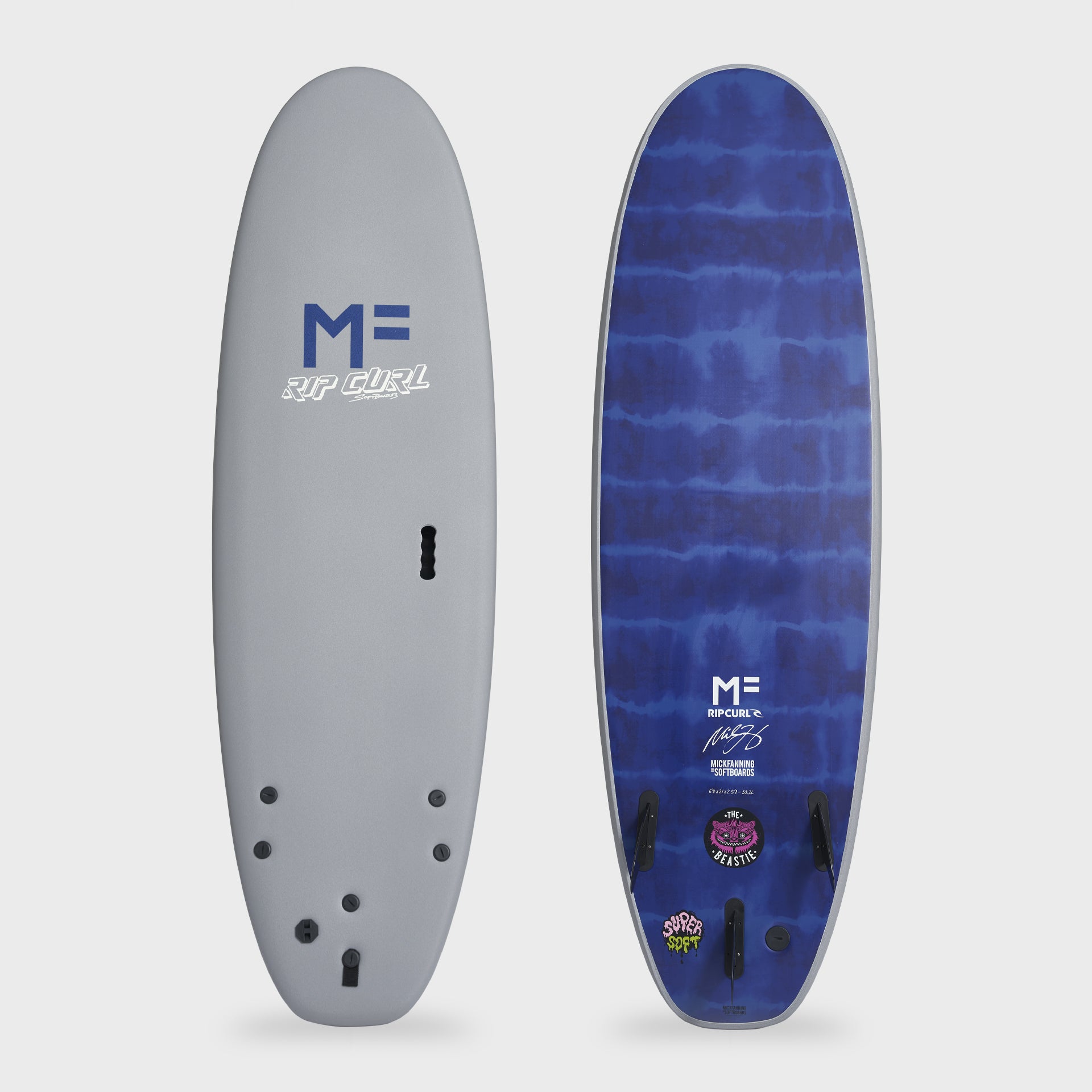 Mick Fanning x Ripcurl Super Soft Beastie Tri Softboard - Grey - ManGo Surfing