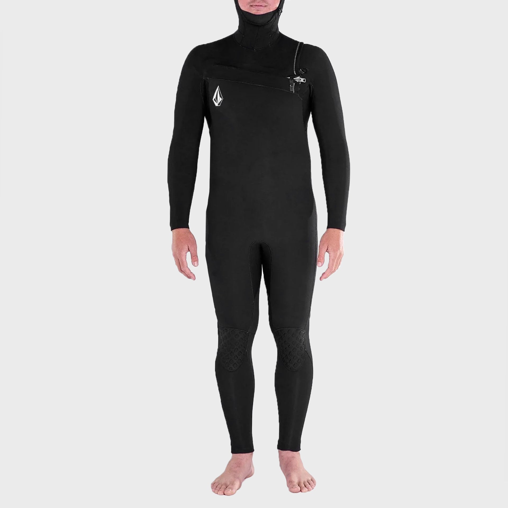 Volcom Mens Modulator 4/3mm Hooded Chest Zip Wetsuit - Black - ManGo Surfing
