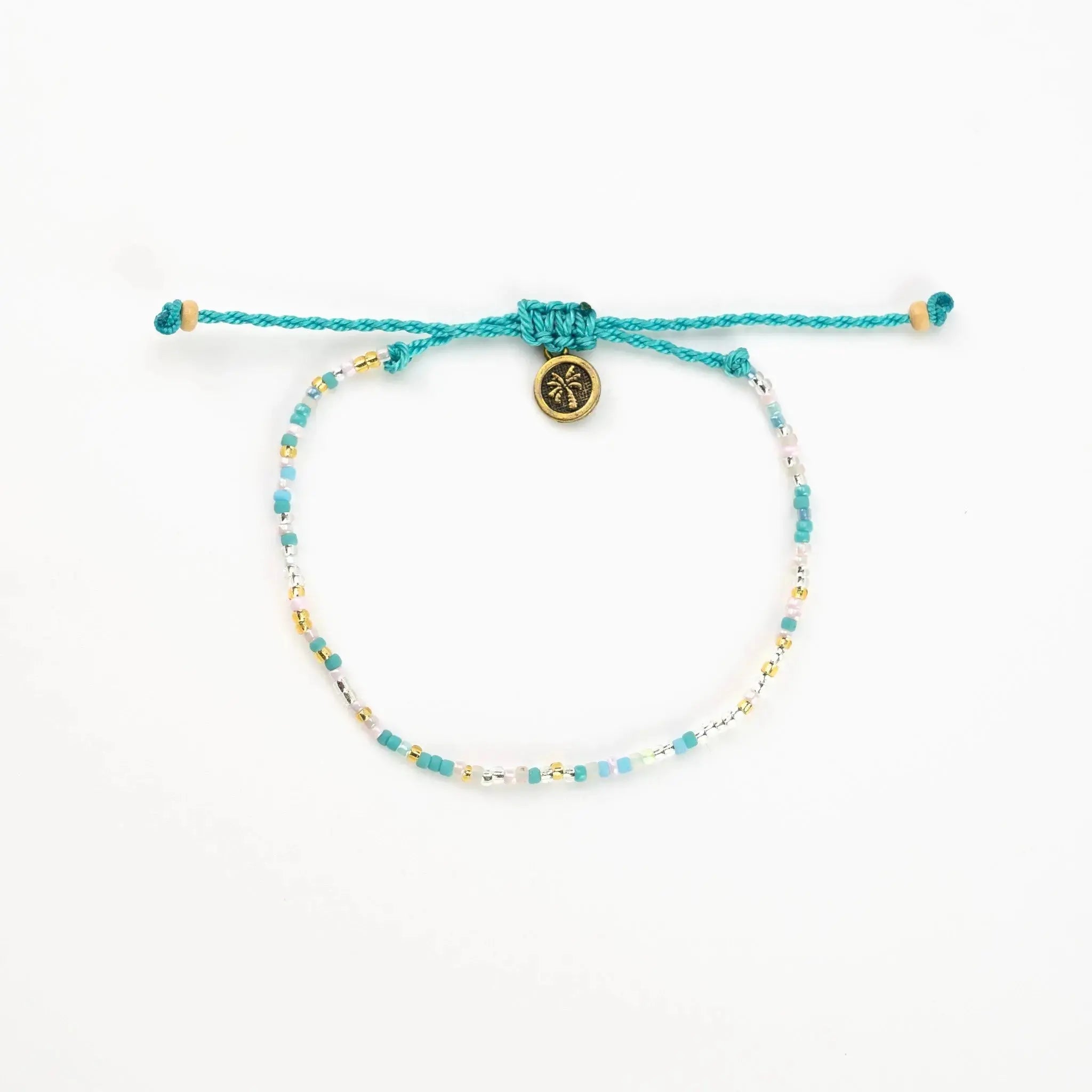 Pineapple Island Alila Dainty Colourful Beaded Anklet - Green