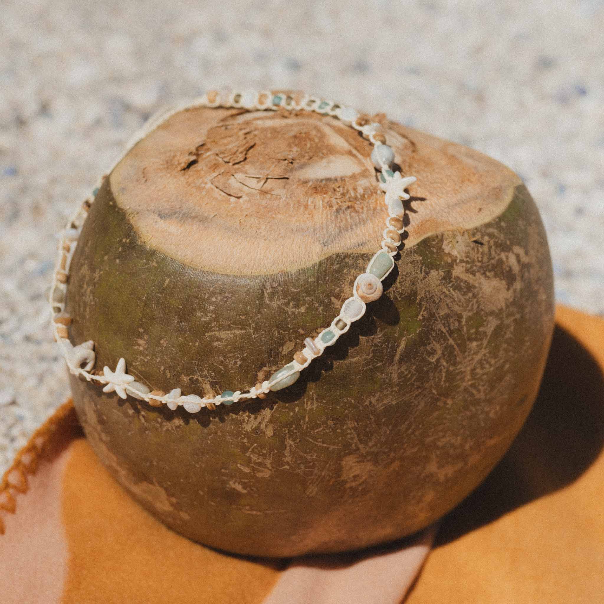 Pineapple Island Waiwai Kai Mixed Bead Necklace - Turquoise/Natural